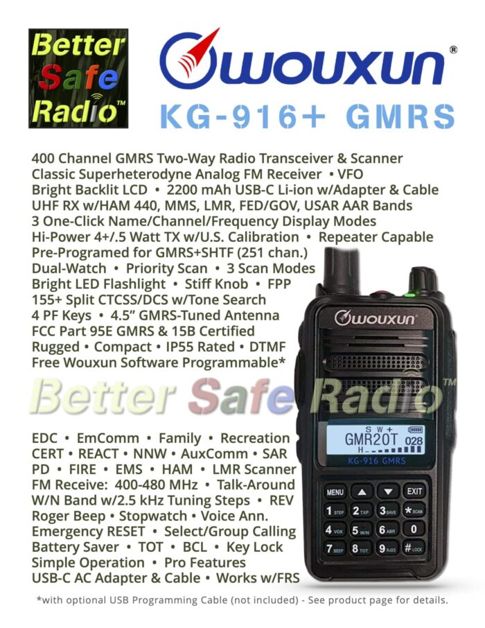 JPEG Image of Flyer for the BSR Wouxun KG-916+ GMRS Two-Way Radio & SHTF Scanner – Flyer